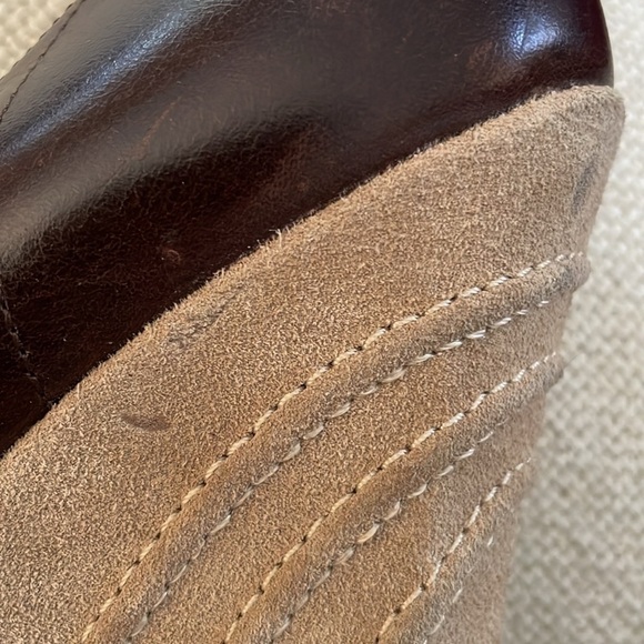 Steve Madden Leather Wedges- Small Buckle Front- Cognac Brown- Size 6 - Picture 9 of 10